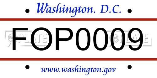 FOP0009 District Of Columbia License Plate