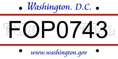 FOP0743 District Of Columbia License Plate