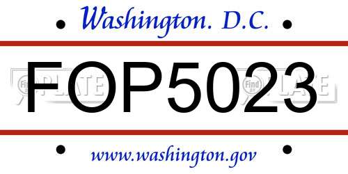 FOP5023 District Of Columbia License Plate