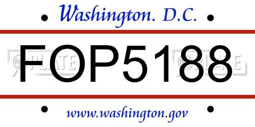FOP5188 District Of Columbia License Plate