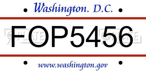 FOP5456 District Of Columbia License Plate