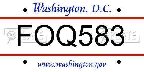 FOQ583 District Of Columbia License Plate