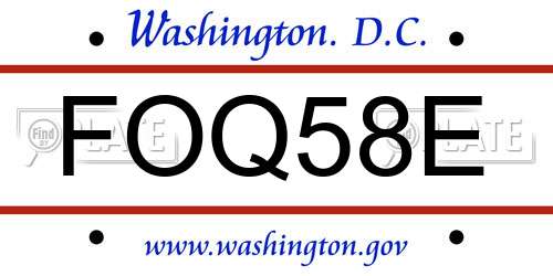 FOQ58E District Of Columbia License Plate