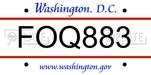 FOQ883 District Of Columbia License Plate