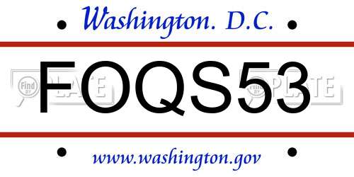 FOQS53 District Of Columbia License Plate