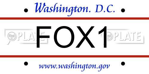 FOX1 District Of Columbia License Plate