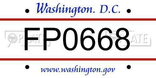 FP0668 District Of Columbia License Plate