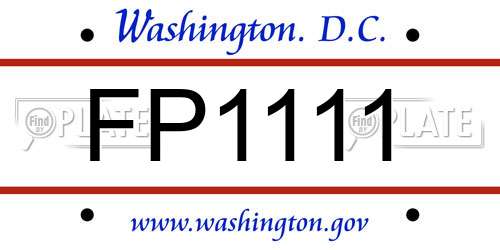 FP1111 District Of Columbia License Plate