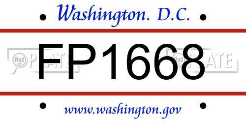 FP1668 District Of Columbia License Plate