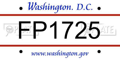 FP1725 District Of Columbia License Plate