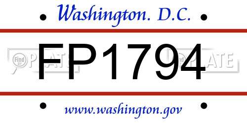 FP1794 District Of Columbia License Plate