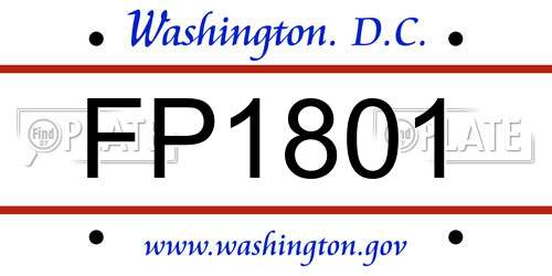 FP1801 District Of Columbia License Plate