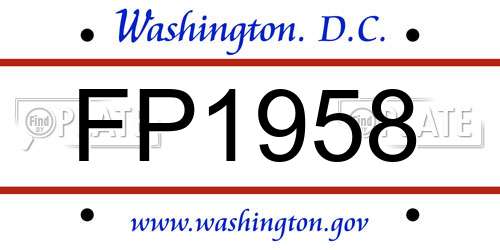 FP1958 District Of Columbia License Plate