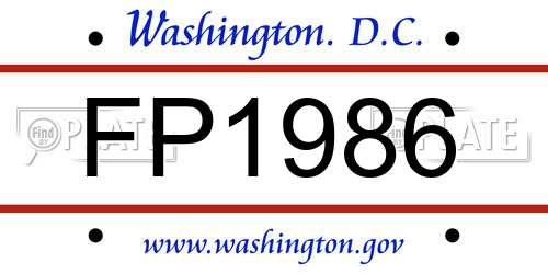 FP1986 District Of Columbia License Plate