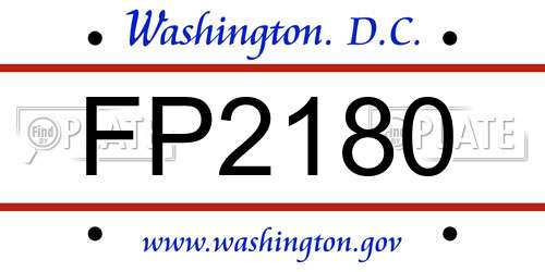 FP2180 District Of Columbia License Plate