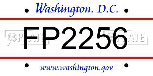 FP2256 District Of Columbia License Plate