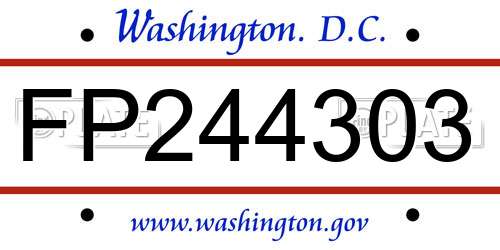 FP244303 District Of Columbia License Plate
