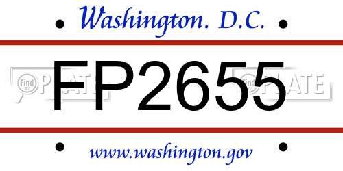 FP2655 District Of Columbia License Plate