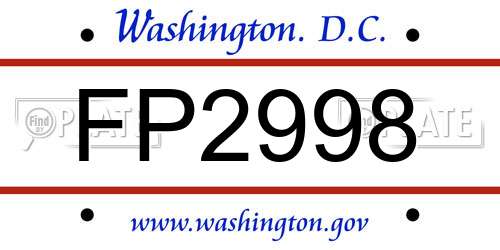 FP2998 District Of Columbia License Plate
