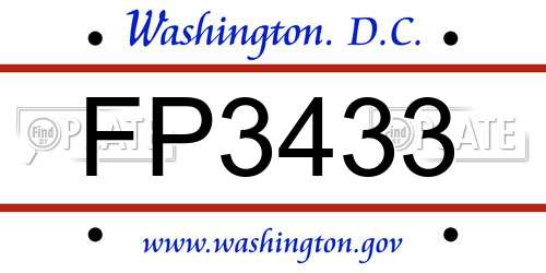 FP3433 District Of Columbia License Plate