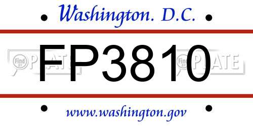 FP3810 District Of Columbia License Plate