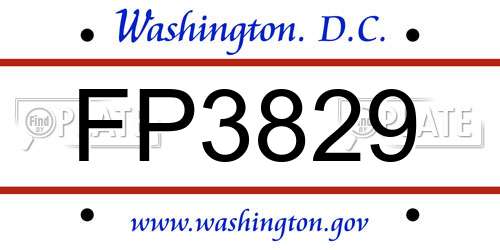 FP3829 District Of Columbia License Plate