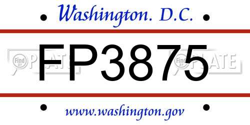 FP3875 District Of Columbia License Plate
