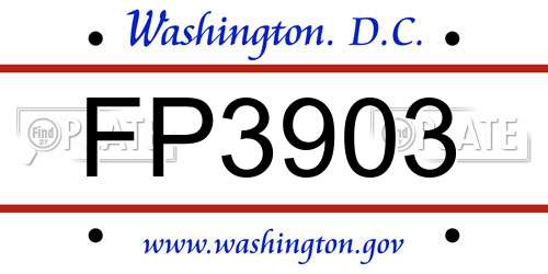 FP3903 District Of Columbia License Plate