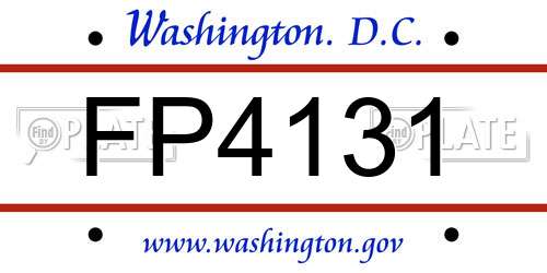 FP4131 District Of Columbia License Plate