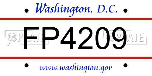 FP4209 District Of Columbia License Plate