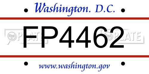 FP4462 District Of Columbia License Plate