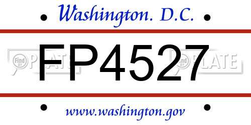 FP4527 District Of Columbia License Plate