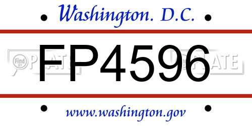 FP4596 District Of Columbia License Plate