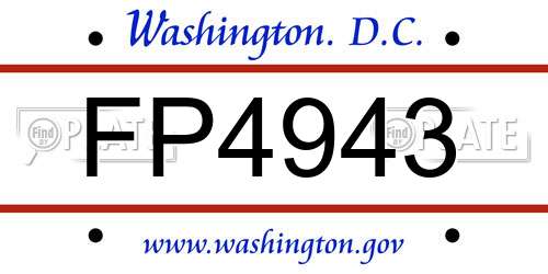 FP4943 District Of Columbia License Plate