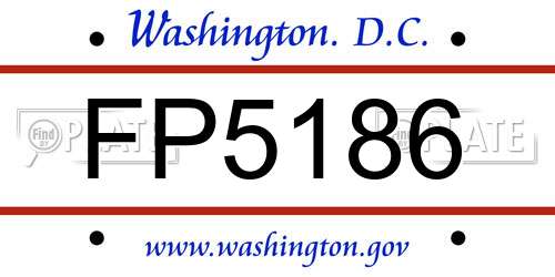FP5186 District Of Columbia License Plate