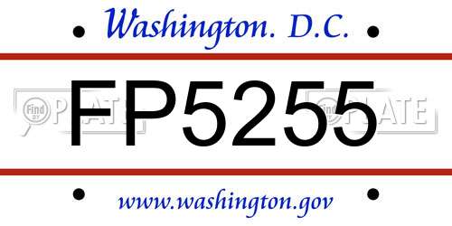 FP5255 District Of Columbia License Plate