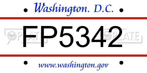 FP5342 District Of Columbia License Plate