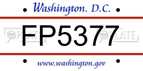 FP5377 District Of Columbia License Plate
