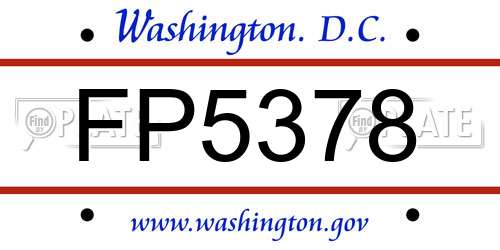 FP5378 District Of Columbia License Plate