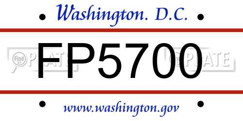 FP5700 District Of Columbia License Plate