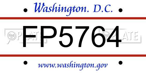 FP5764 District Of Columbia License Plate
