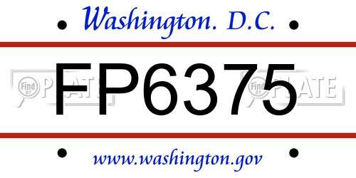 FP6375 District Of Columbia License Plate
