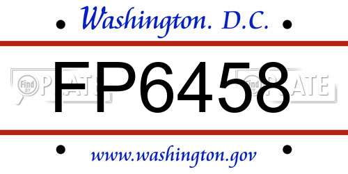 FP6458 District Of Columbia License Plate