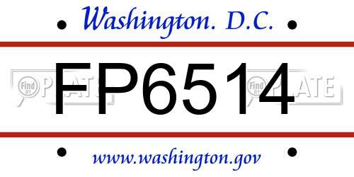 FP6514 District Of Columbia License Plate