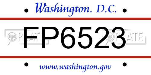 FP6523 District Of Columbia License Plate