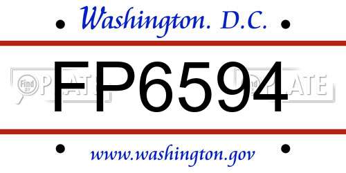 FP6594 District Of Columbia License Plate