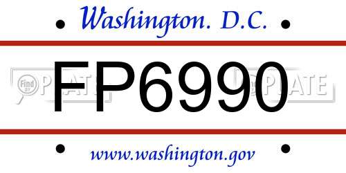 FP6990 District Of Columbia License Plate