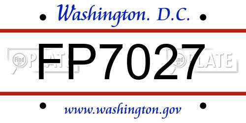 FP7027 District Of Columbia License Plate