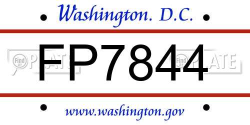 FP7844 District Of Columbia License Plate