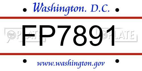 FP7891 District Of Columbia License Plate